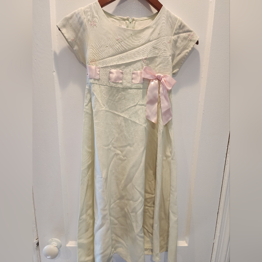 Bonnie Jean Light Green Dress with Pink Accents